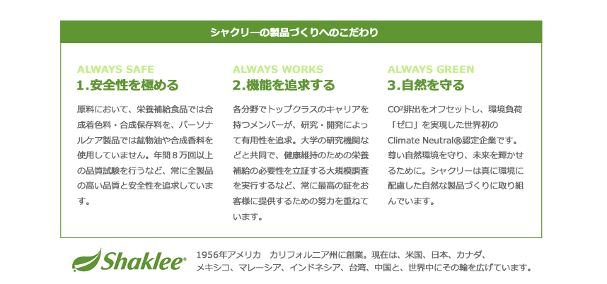 シャクリーの製品づくりへのこだわり