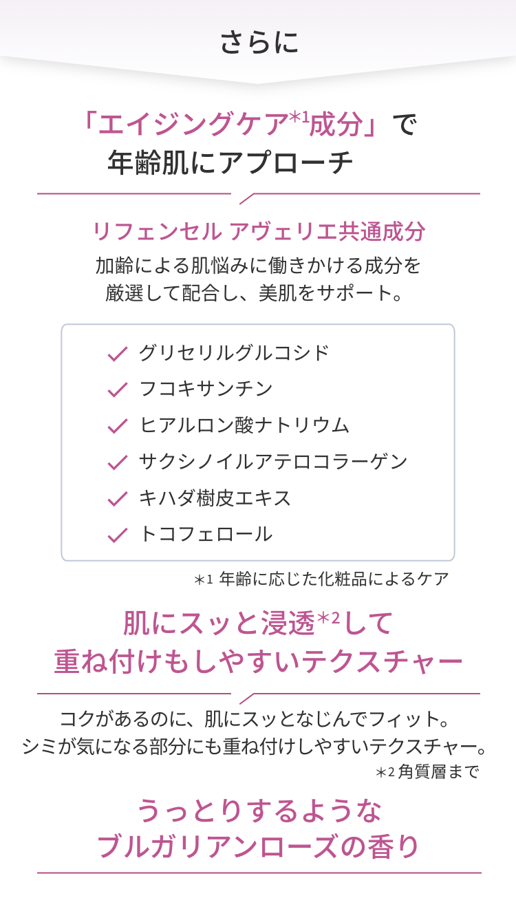 さらに「エイジングケア成分」で年齢肌にアプローチ　