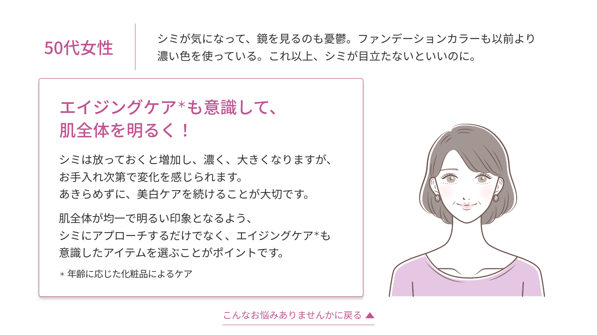 50代女性：エイジングケアも意識して、肌全体を明るく！